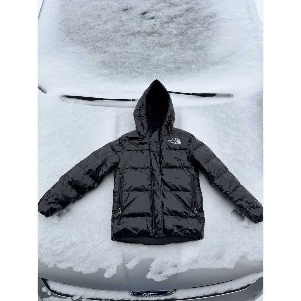 The‎ North Face Girls XS (6) Black Hooded Puffer Jacket 600 Fill Down Full Zip